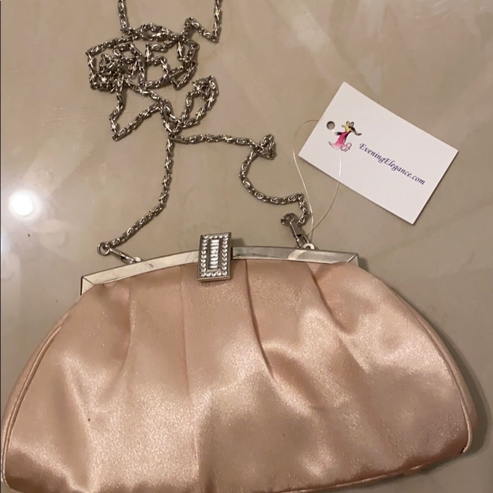 NWT Evening purse silk material  cream color